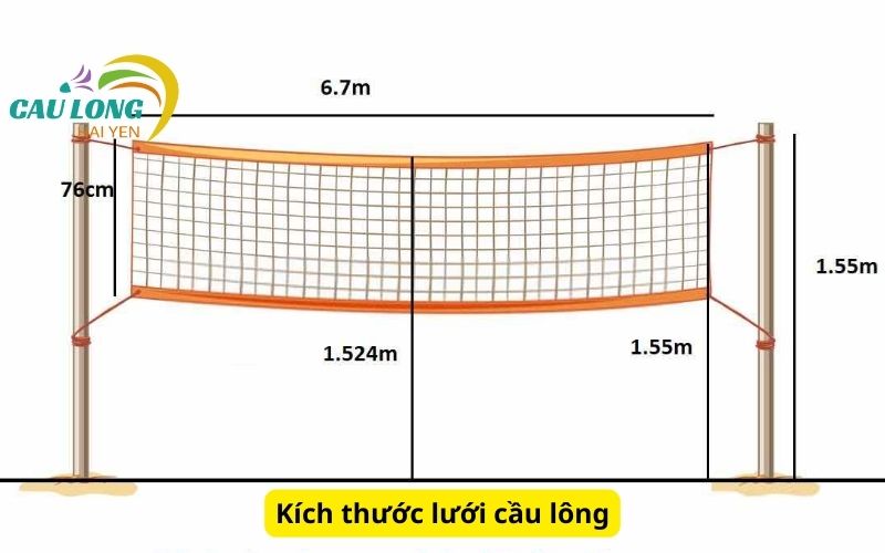 Kích thước lưới cầu lông