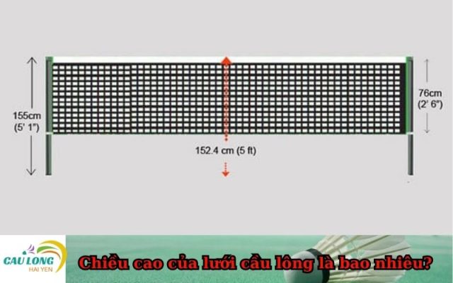 Chiều cao của lưới cầu lông là bao nhiêu